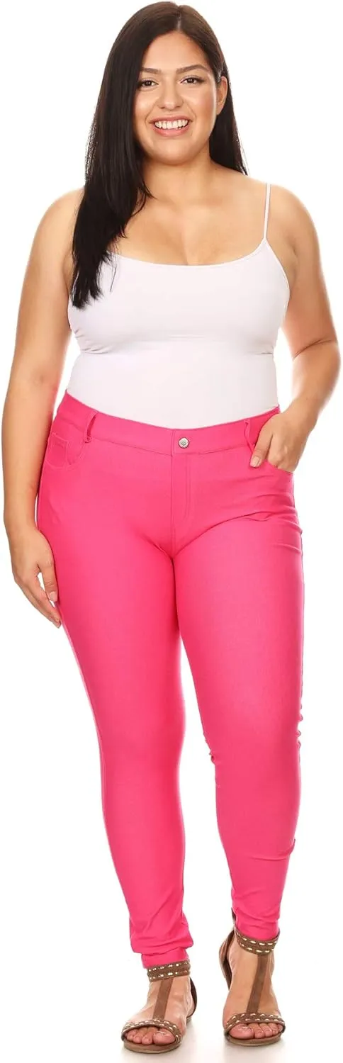 ICONOFLASH Women's Stretch Jeggings with 5 Pockets Pull On Skinny Jean Leggings (Available in Plus Size)