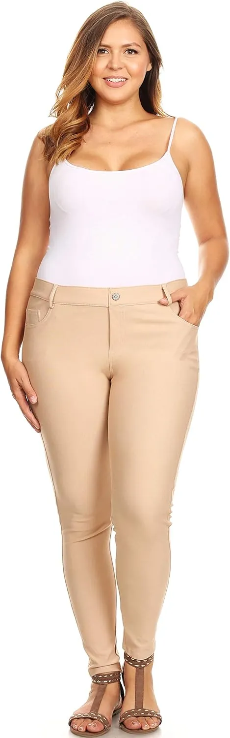 ICONOFLASH Women's Stretch Jeggings with 5 Pockets Pull On Skinny Jean Leggings (Available in Plus Size)