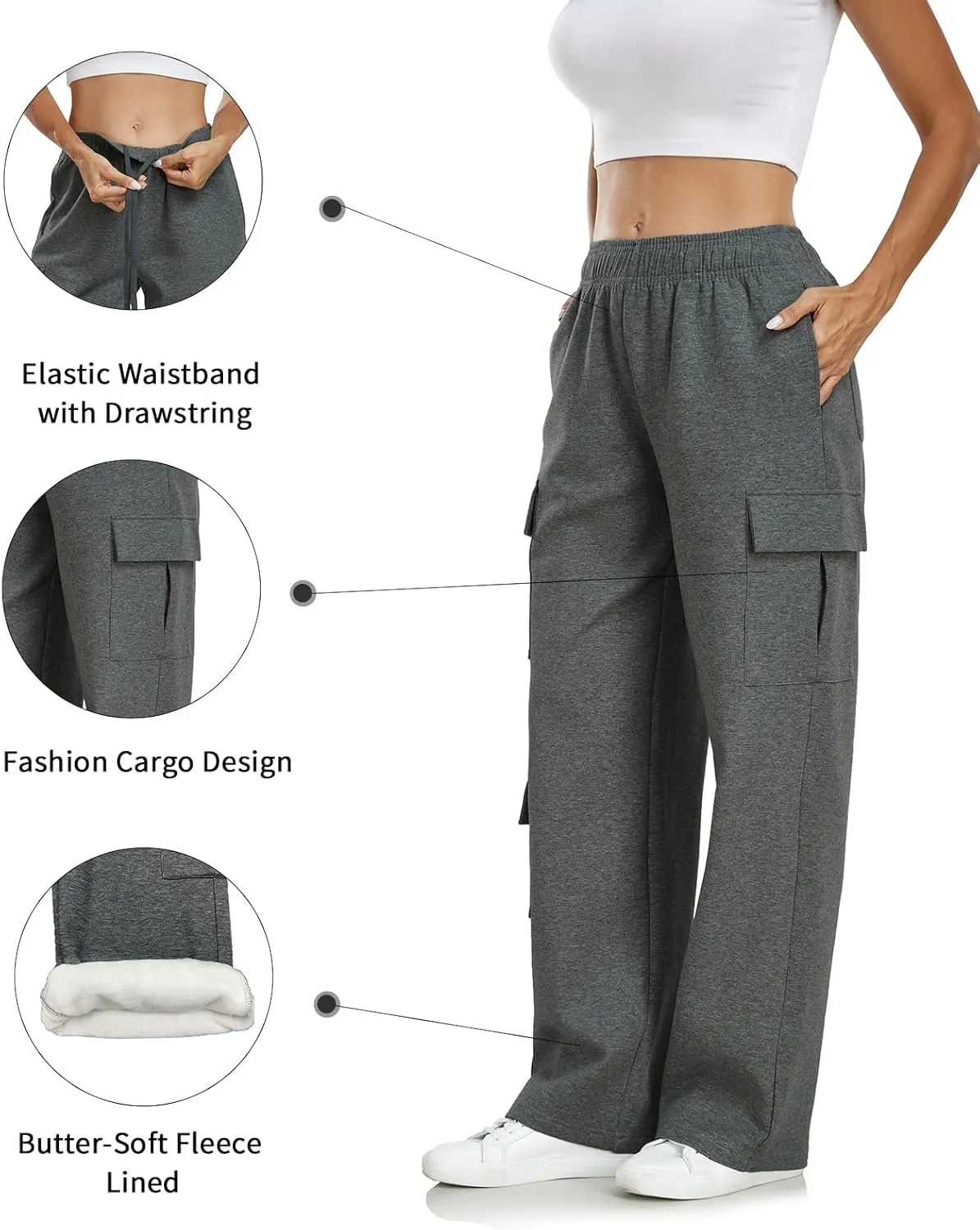 Inno 28" 31" 34" 36" Womens Cargo Sweatpants Y2K Casual Baggy Wide Leg Pants Cotton Jogger Fashion 2025 Trendy
