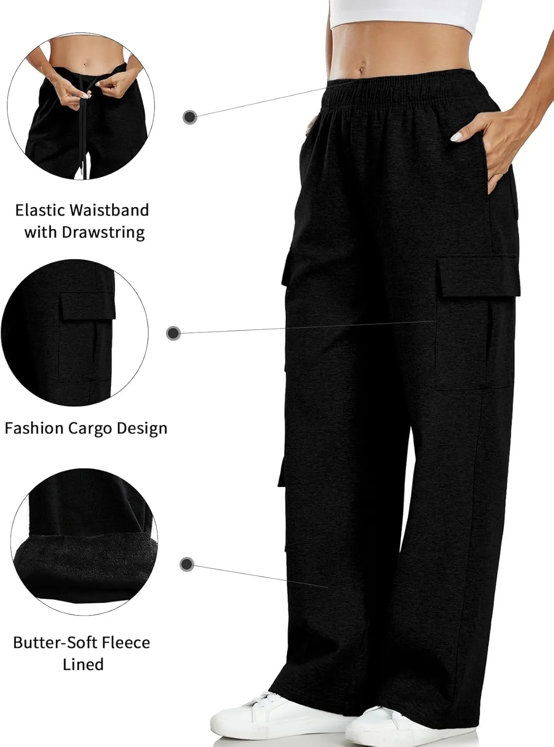 Inno 28" 31" 34" 36" Womens Cargo Sweatpants Y2K Casual Baggy Wide Leg Pants Cotton Jogger Fashion 2025 Trendy