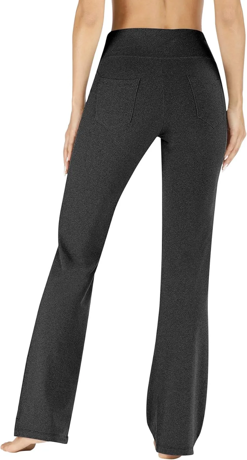 IUGA Bootcut Yoga Pants with Pockets for Women Wide Leg Pants High Waist Workout Pants Tummy Control Work Pants 4 Pockets