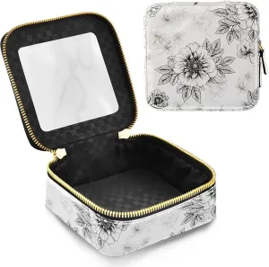 Joko Ivery Flowers Minimalist White Lines Clear Makeup Bag Travel Cosmetic Bags with Zipper Portable Toiletry Bag for Women Snack Bag Mini Toiletry Bags for Men Women Travel Essentials