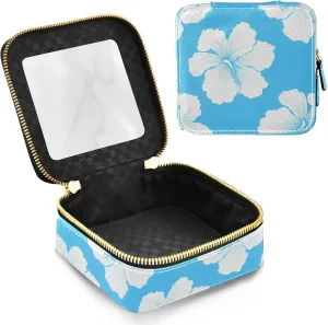 Joko Ivery Hibiscus Minimalist Pure Blue Clear Makeup Bag Travel Cosmetic Bags with Zipper Portable Toiletry Bag for Women Cosmetic Organizer Mini Car Organizer Bag for Men Women Travel Essentials