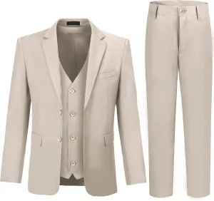 JPF Boy's Formal Suit Set Slim Fit Kids Tuxedo Suits for Wedding Teen Toddler Boy Dress Suit Outfit