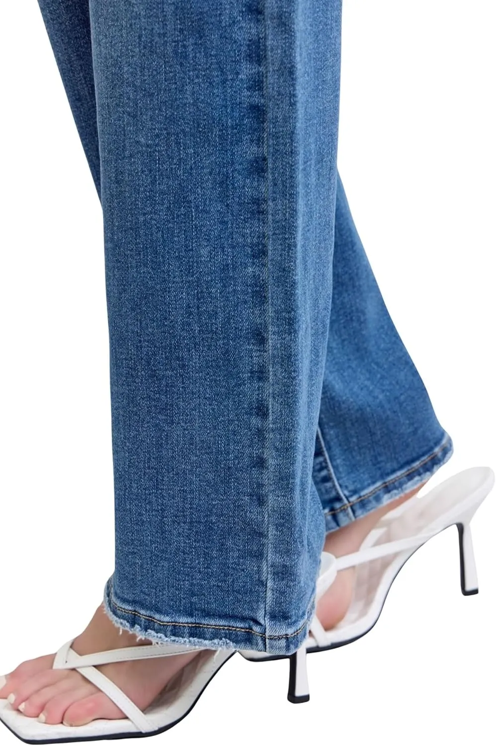 Judy Blue Women's High-Rise V-Front Waistband Vintage Wash Straight Fit Jeans