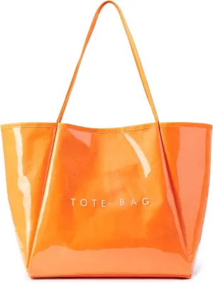 KALIDI Large PVC Tote Bag Women Weekender Hobo Bag Travel Purse Kraft Paper Oversize Shoulder Handbag for Work College Beach