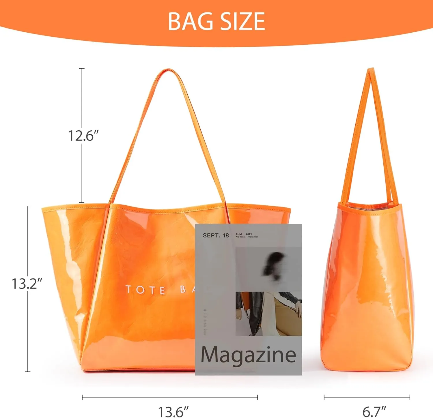 KALIDI Large PVC Tote Bag Women Weekender Hobo Bag Travel Purse Kraft Paper Oversize Shoulder Handbag for Work College Beach