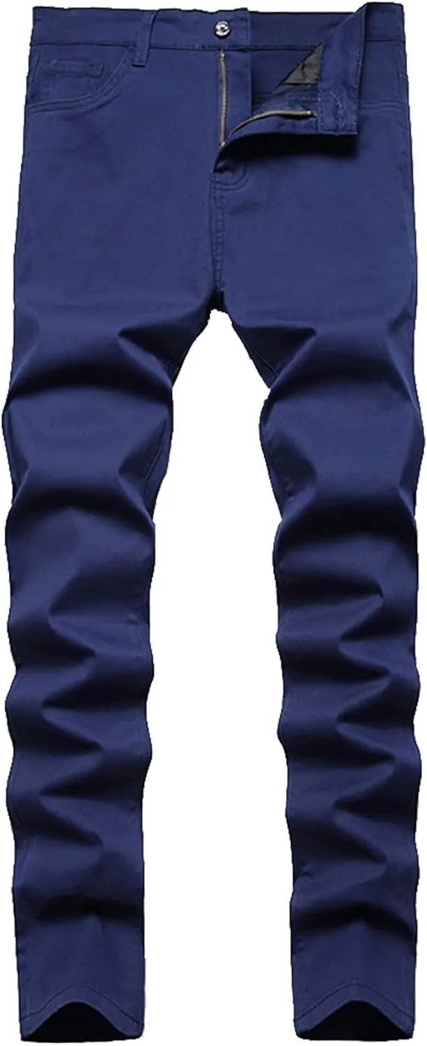 Keevoom Mens Stretch Skinny Flat-Front Fashion Style Comfy Solid Casual Slim Fit Business Dress Chinos Pants