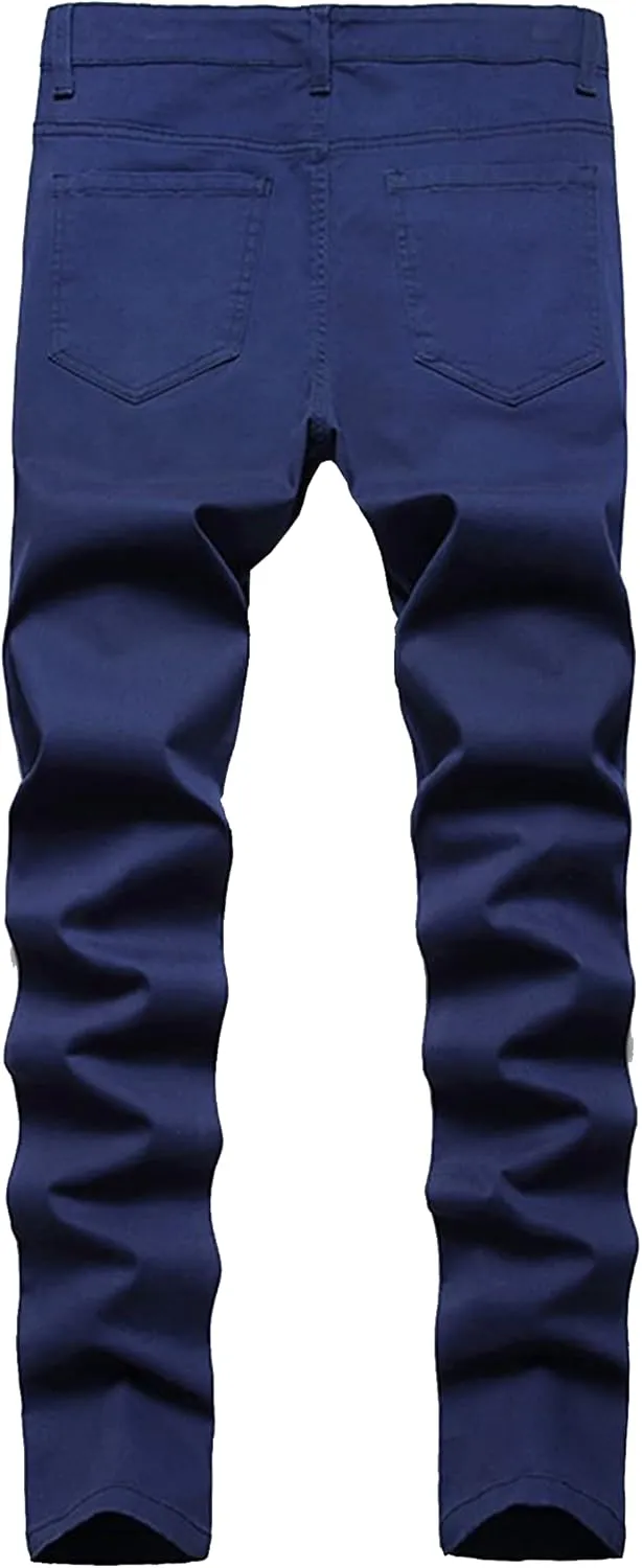 Keevoom Mens Stretch Skinny Flat-Front Fashion Style Comfy Solid Casual Slim Fit Business Dress Chinos Pants