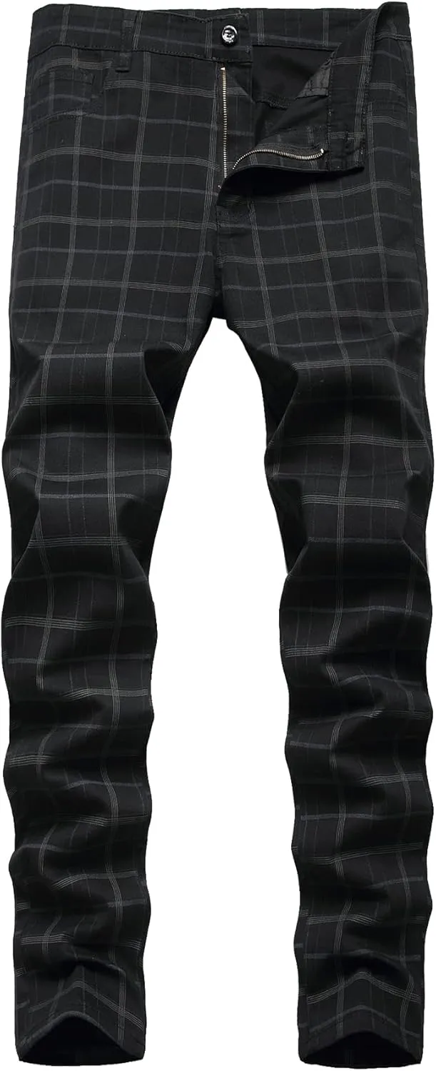 Keevoom Mens Stretch Skinny Flat-Front Fashion Style Comfy Solid Casual Slim Fit Business Dress Chinos Pants