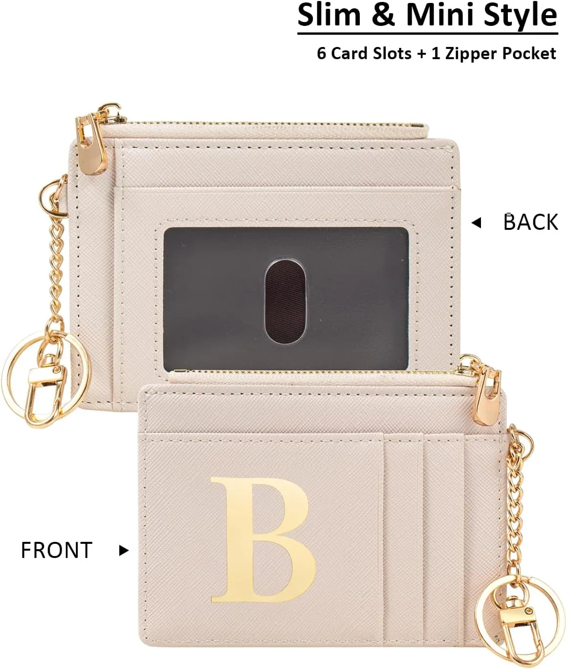 KOTORA Mini Wallet with RFID Blocking Initial Monogrammed for Girls Birthday Valentines Easter Mothers Nurse Day Graduation Thanksgiving Appreciation Halloween Christmas New Year Gifts Letter B
