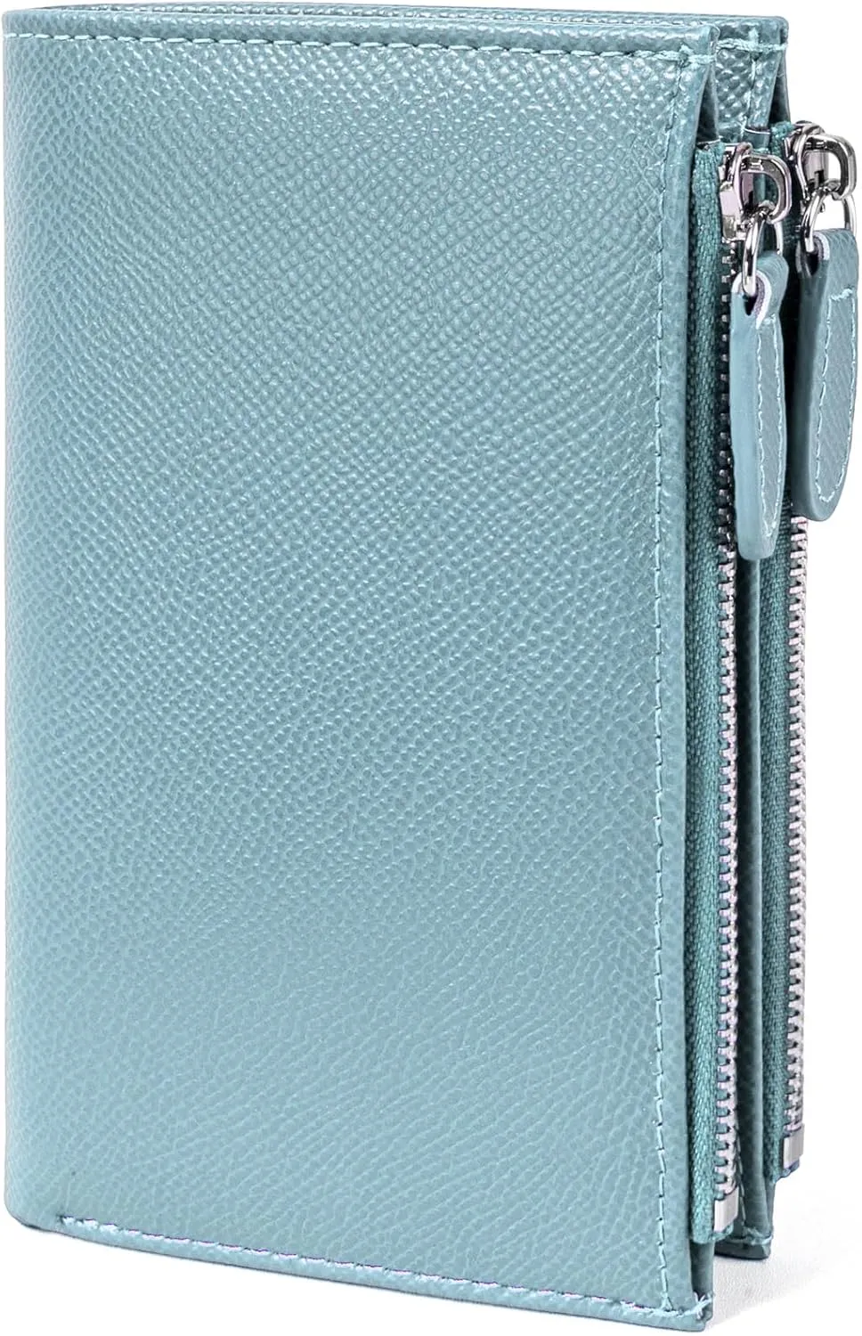 KOTORA Small Wallets for Women Leather RFID Blocking Bifold Zipper Coin Pocket Wallet Card Case Holder Minimalist Clutch Handbag Purse (Medium-Blue)