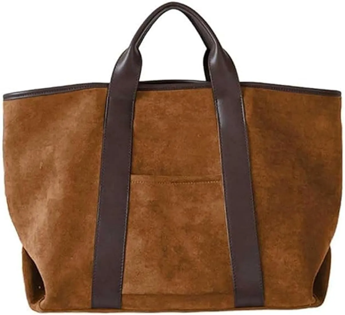 Large Capacity Soft Suede Tote Bag Retro Shoulder Satchel Bag Commuter Handbag Vintage Top Handle Shoulder Bag for Women