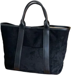 Large Capacity Soft Suede Tote Bag Retro Shoulder Satchel Bag Commuter Handbag Vintage Top Handle Shoulder Bag for Women