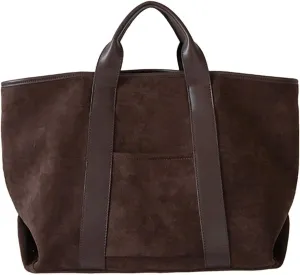 Large Capacity Soft Suede Tote Bag Retro Shoulder Satchel Bag Commuter Handbag Vintage Top Handle Shoulder Bag for Women