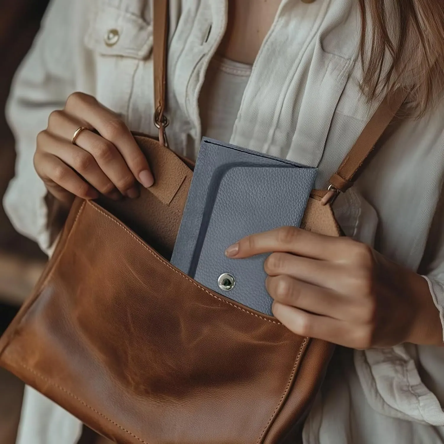 Leather Money Cash Envelopes Wallet for Womens Clutch Bag Pouch with Metal Snap Button Ladies Trendy Protable Travel Business Clutch Wallet,Grey Color