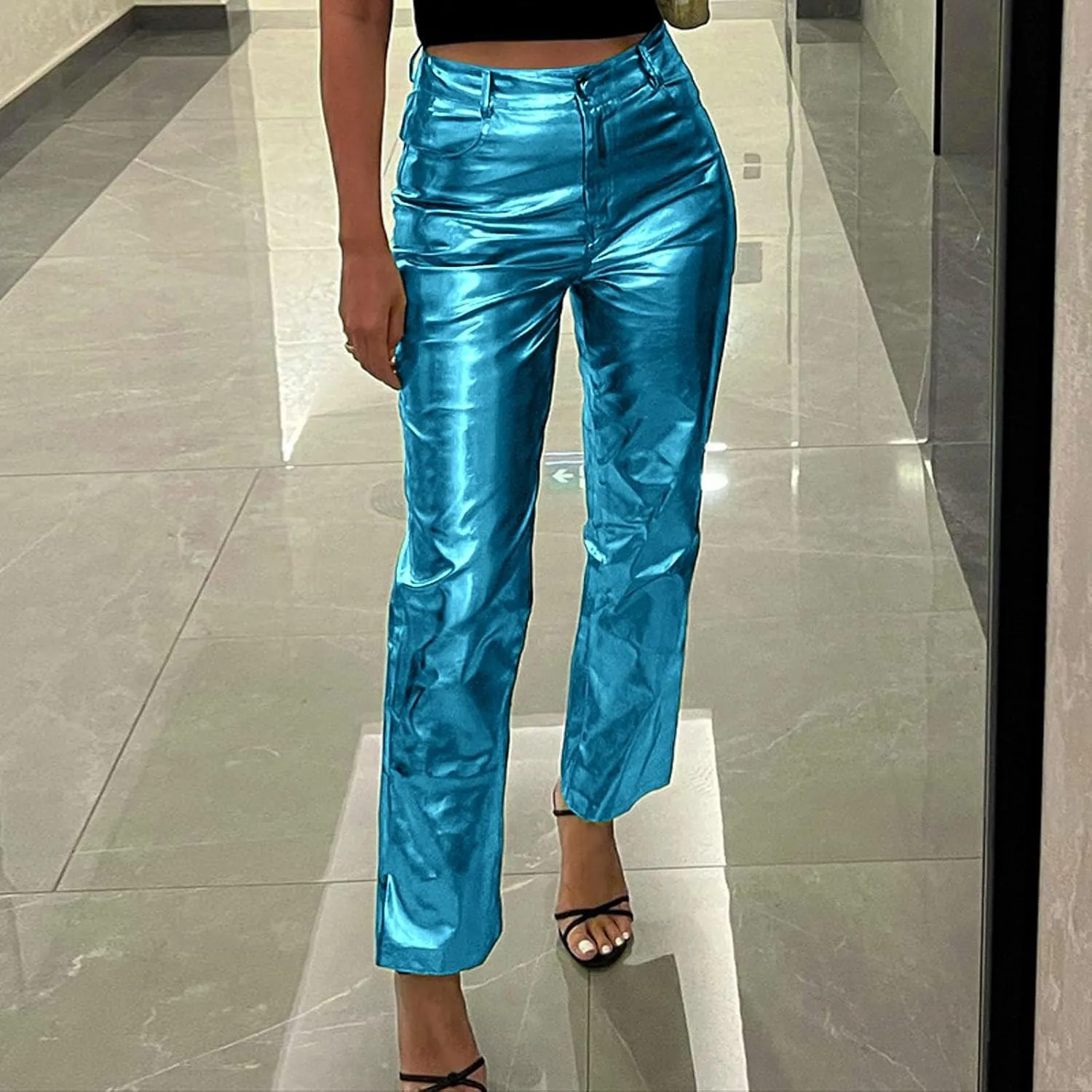 Leather Pants Women Oversized Wide Leg High Rise Stacked Faux Leather Pants Styling Skinny Petite Leather Joggers