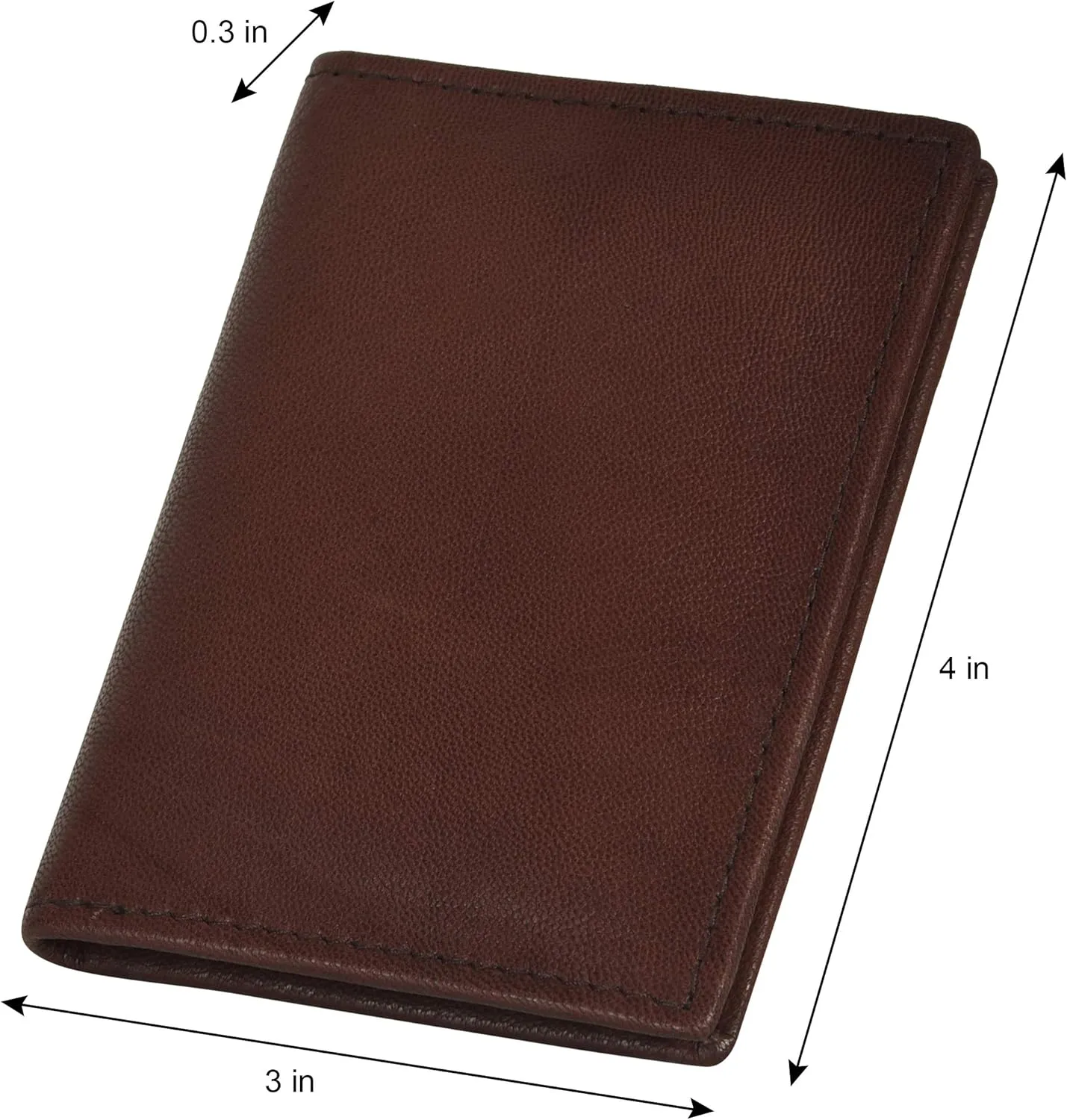 Leatherboss Genuine Leather Slim Thin Credit Debit Card ID Mini Holder Bifold Wallet Driver License Safe Holder, Dark Brown