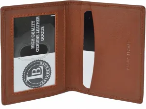 Leatherboss Slim Thin Leather Credit Card Id Mini Wallet Holder Bifold Driver's License Safe (Chocolate)