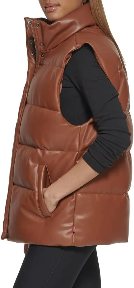Levi's Womens Vegan Leather Puffer Vest