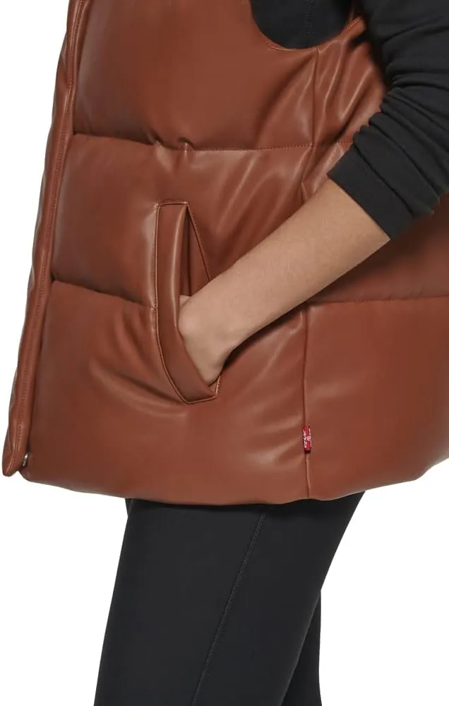 Levi's Womens Vegan Leather Puffer Vest