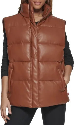 Levi's Womens Vegan Leather Puffer Vest