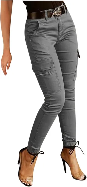 Lightweight Hiking Cargo Pants Womens Slim Fit Outdoor Solid Travel Sweatpant Jogger Elastic Waist Trouser w/Pocket