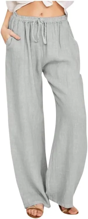 Linen Palazzo Pants for Women 2024 Casual Wide Leg Summer Lounge Pant Elastic Waist Drawstring Beach Vacation Trouser