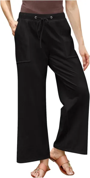 Linen Pants for Women 2025 High Waist Drawstring Wide Leg Trousers Summer Casual Flowy Beach Palazzo with Pockets