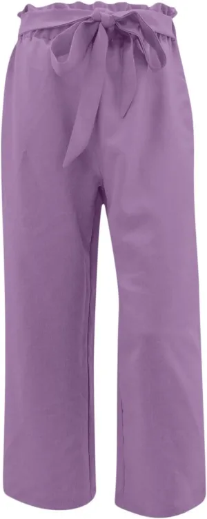 Linen Pants for Women 2025 Summer Elastic High Waist Wide Leg Trousers Casual Loose Flowy Lace up Beach Palazzo