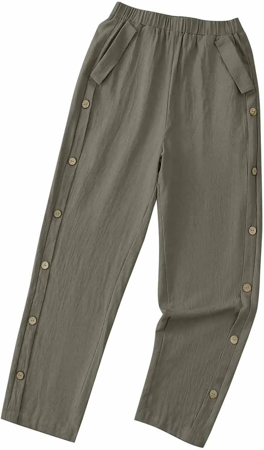 Linen Pants for Women 2025 Summer Elastic High Waisted Straight Leg Lounge Pant Lightweight Comfy Beach Trousers