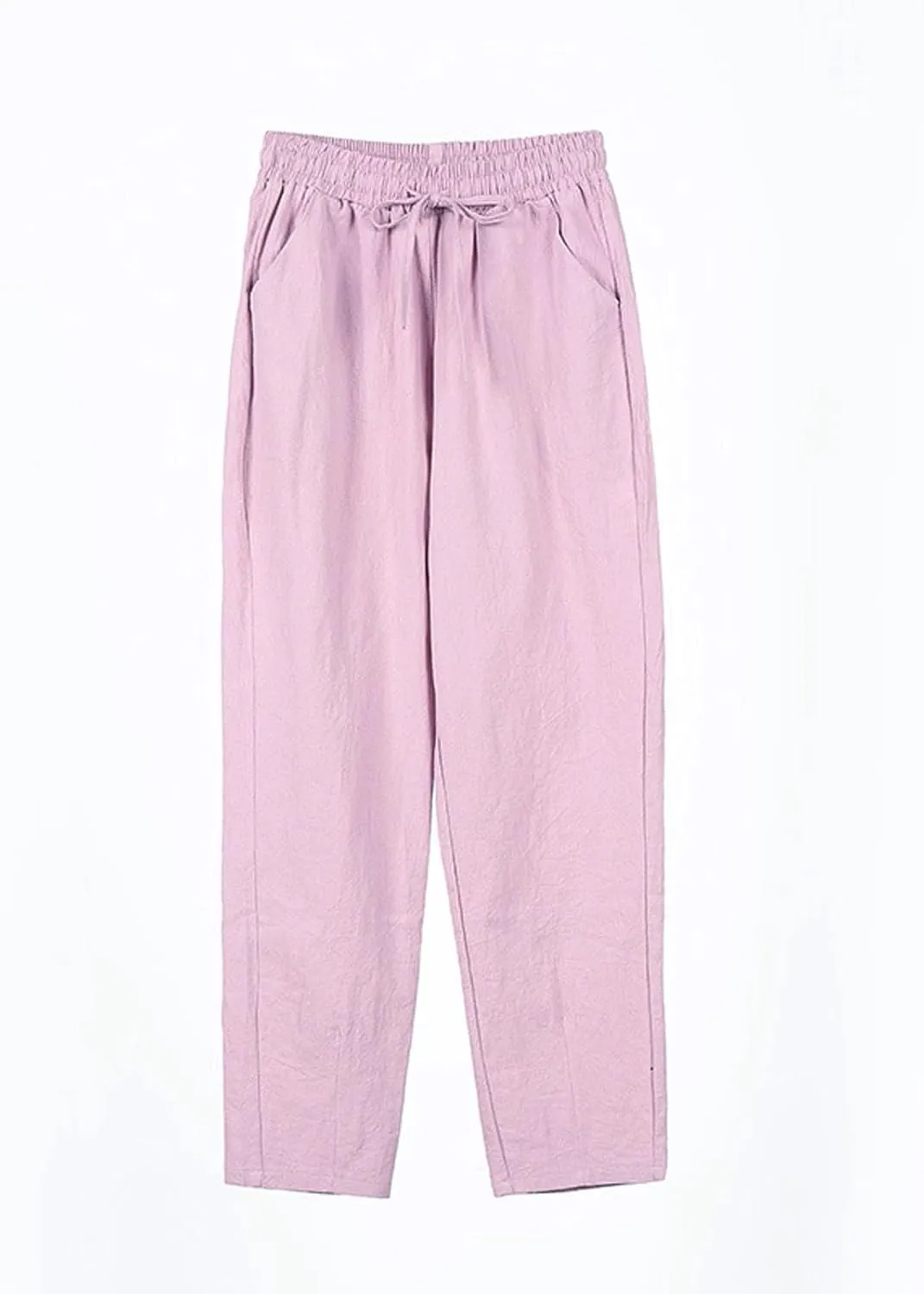 Linen Wide Leg Pants for Women Drawstring Casual Pants Straight Leg Linen