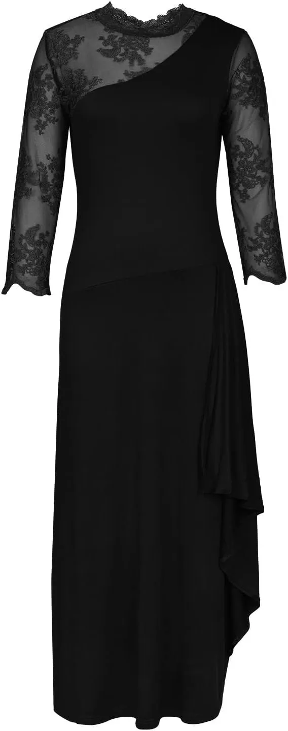 Long Formal Dress for Women Gowns Evening Party Cocktail Dress Lace Elegant Wrap Pleated Wedding Guest Dresses