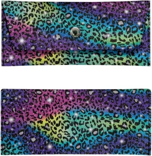 Long Wallet for Teen Girls Casual Lightweight Colorful Cow Print Leather Clutch Bag with Metal Snap Button for Lady Women Portable Water Resistant Travel Business Shop Cash Puses Satchel