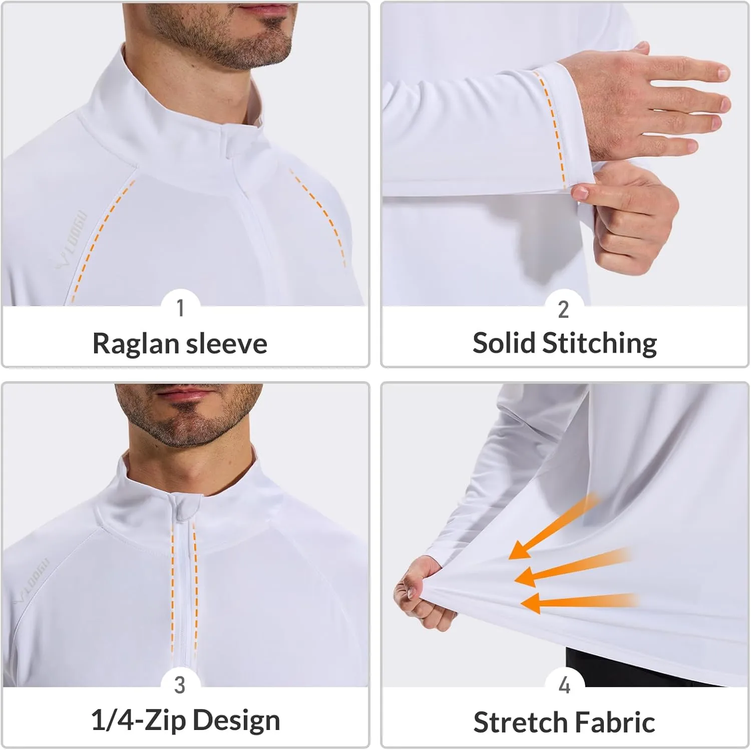 LOOGU Men's Quarter Zip Golf Pullover Long Sleeve 1/4 Zip Mock Neck UPF50  Shirts Running Athletic Hiking Quick Dry Outdoor