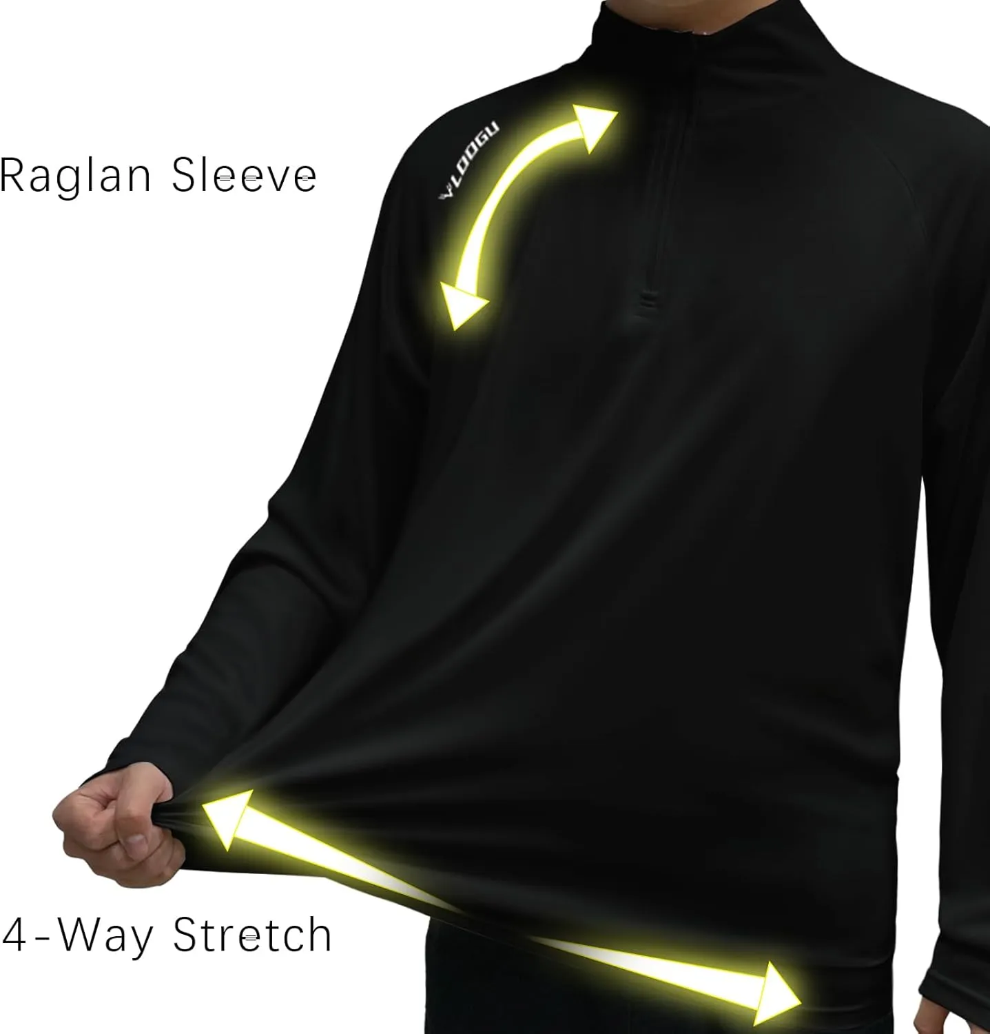 LOOGU Men's Quarter Zip Golf Pullover Long Sleeve 1/4 Zip Mock Neck UPF50  Shirts Running Athletic Hiking Quick Dry Outdoor
