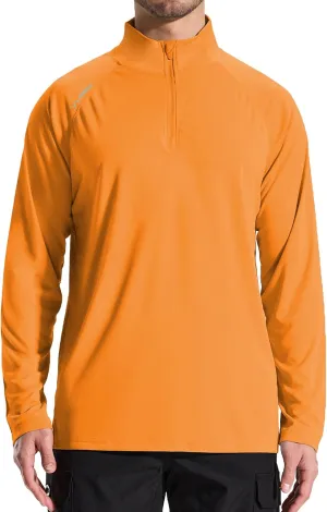 LOOGU Men's Quarter Zip Golf Pullover Long Sleeve 1/4 Zip Mock Neck UPF50  Shirts Running Athletic Hiking Quick Dry Outdoor