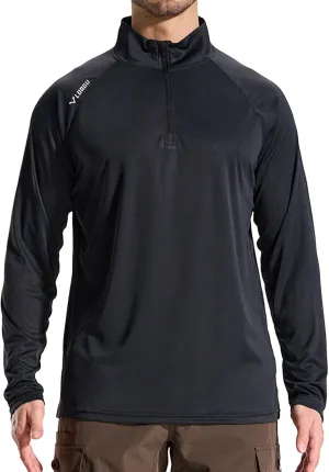 LOOGU Men's Quarter Zip Golf Pullover Long Sleeve 1/4 Zip Mock Neck UPF50  Shirts Running Athletic Hiking Quick Dry Outdoor