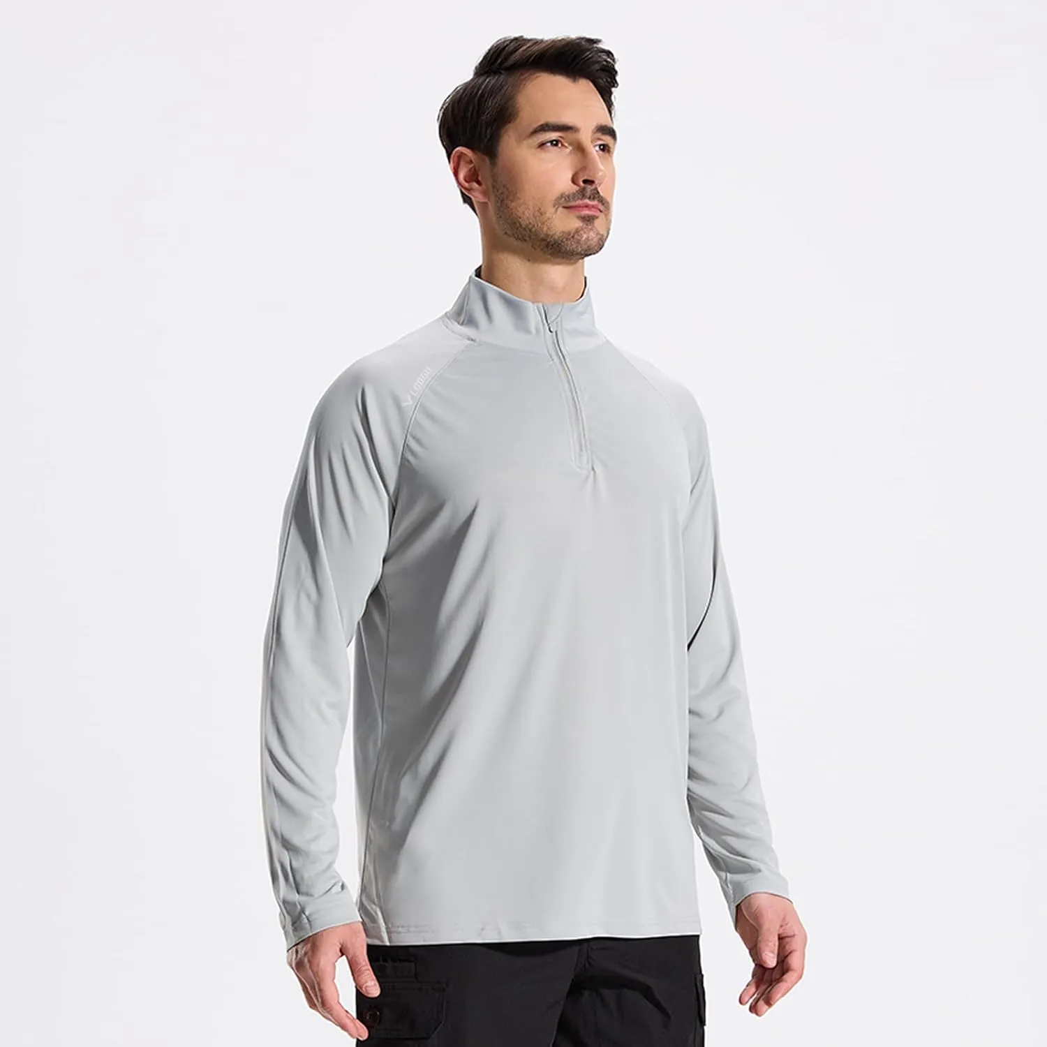 LOOGU Men's Quarter Zip Golf Pullover Long Sleeve 1/4 Zip Mock Neck UPF50  Shirts Running Athletic Hiking Quick Dry Outdoor