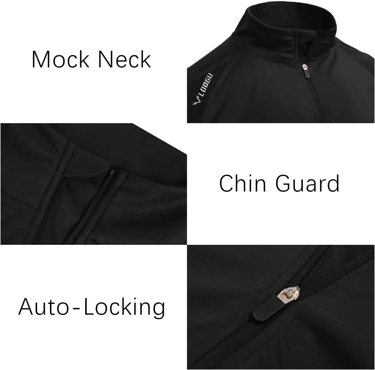 LOOGU Men's Quarter Zip Golf Pullover Long Sleeve 1/4 Zip Mock Neck UPF50  Shirts Running Athletic Hiking Quick Dry Outdoor