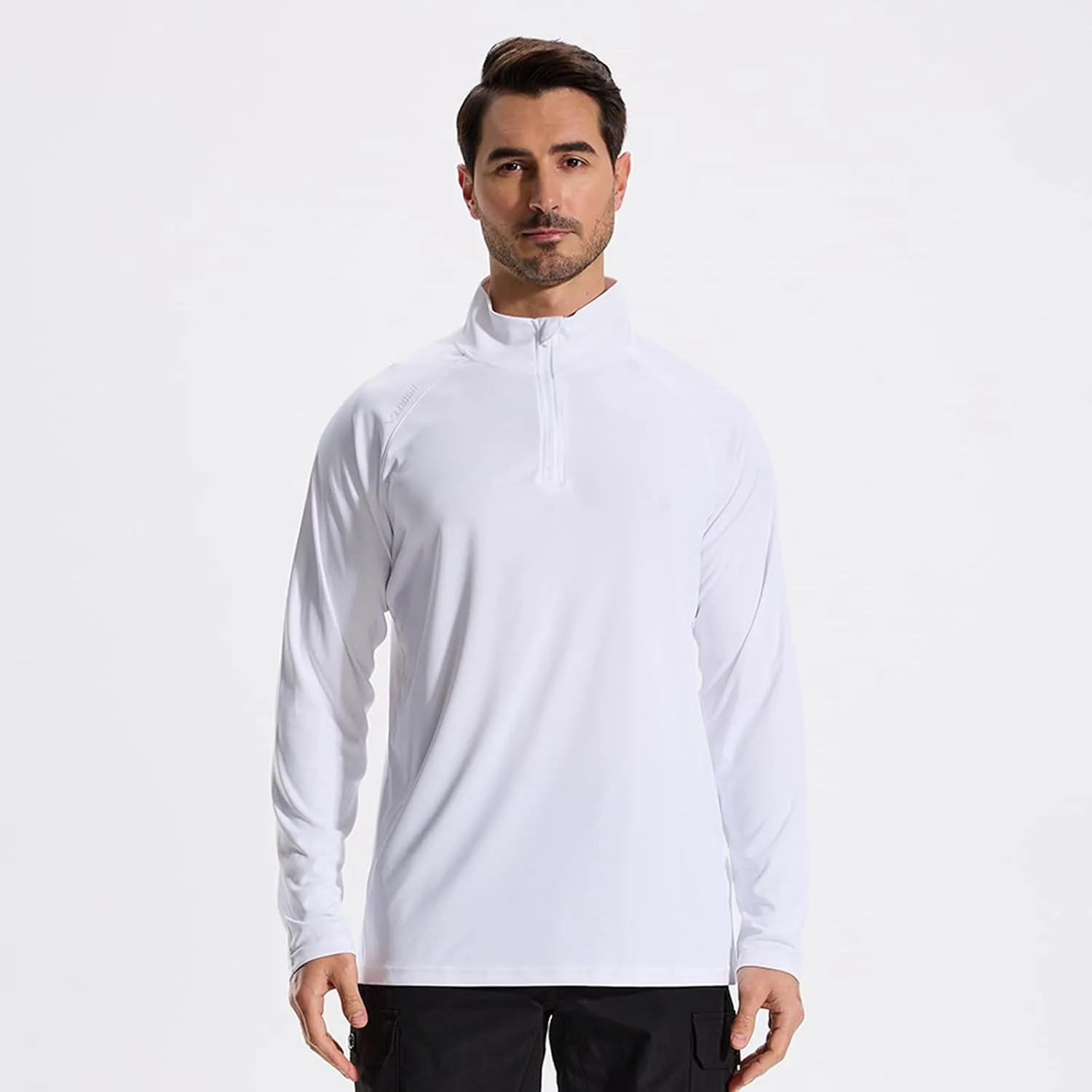 LOOGU Men's Quarter Zip Golf Pullover Long Sleeve 1/4 Zip Mock Neck UPF50  Shirts Running Athletic Hiking Quick Dry Outdoor