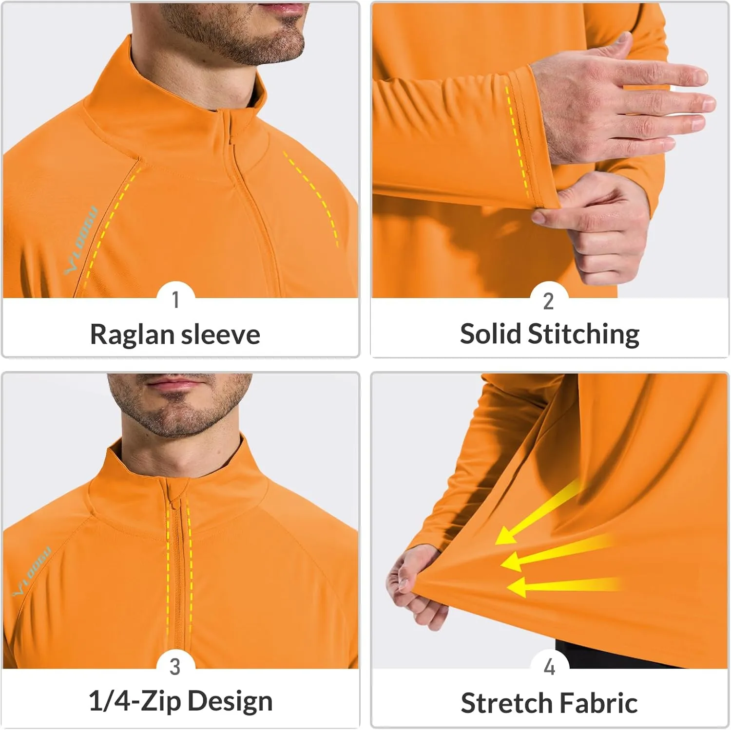 LOOGU Men's Quarter Zip Golf Pullover Long Sleeve 1/4 Zip Mock Neck UPF50  Shirts Running Athletic Hiking Quick Dry Outdoor