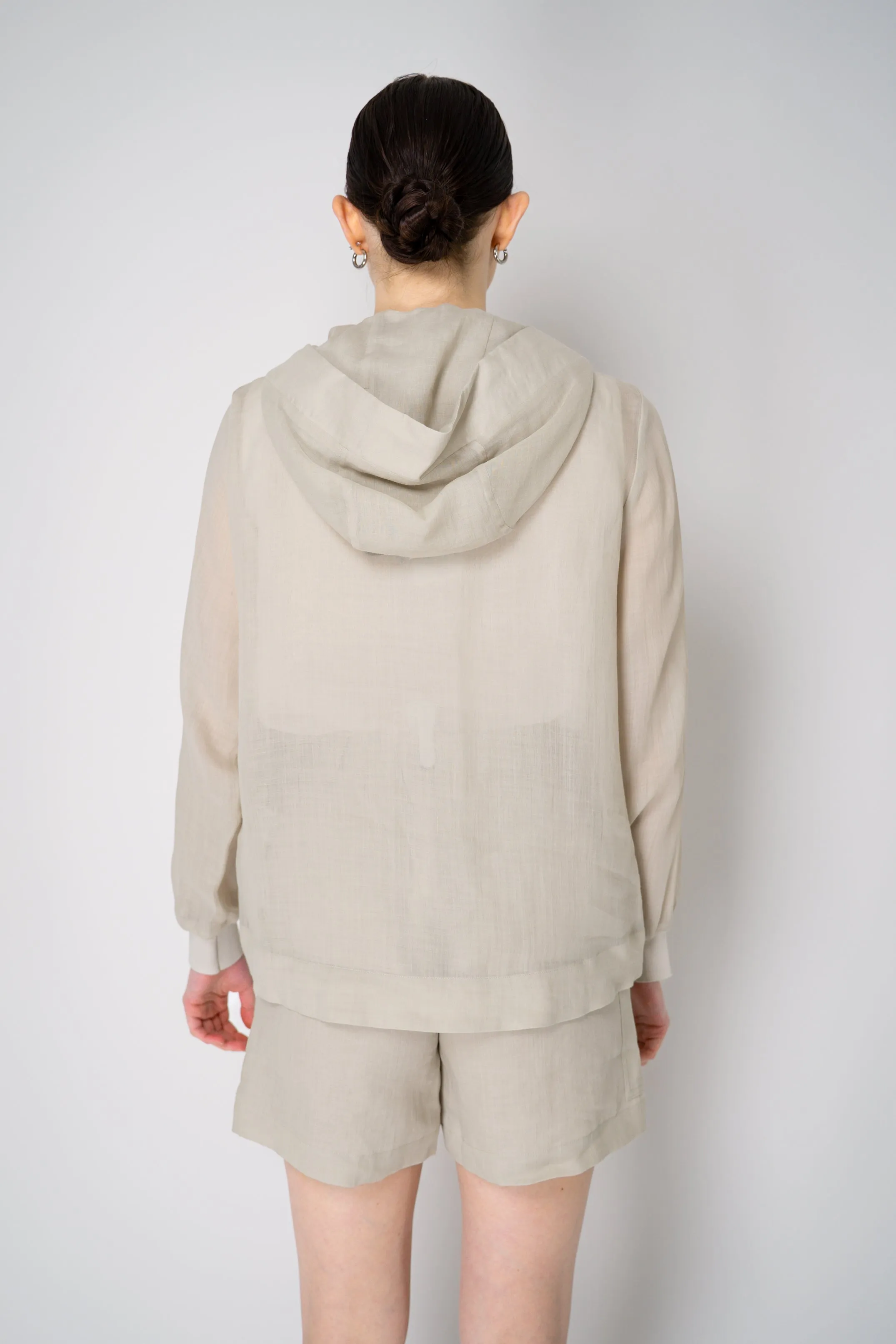 Lorena Antoniazzi Hooded Ramie Cargo Jacket in Clay