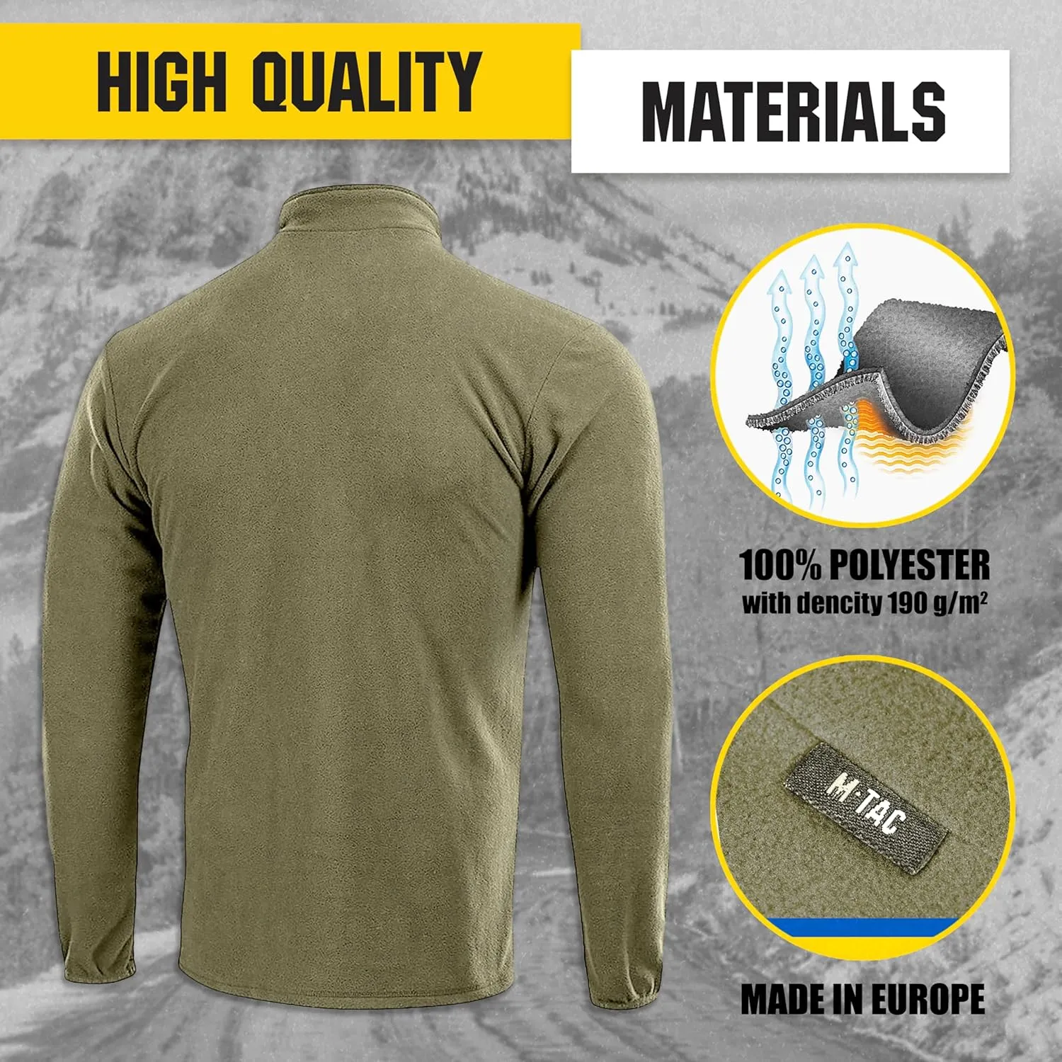 M-Tac Quarter Zip Pullover Men - Fleece Lined Thermal Shirt for Men - Lightweight Tactical Long Sleeve Shirt Top Delta