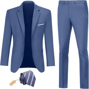 Men Suit 2 Piece Groomsmen Tuxedo Prom Blazer Slim Fit Suits Two Button Wedding Dress Jacket Pants Set with Tie