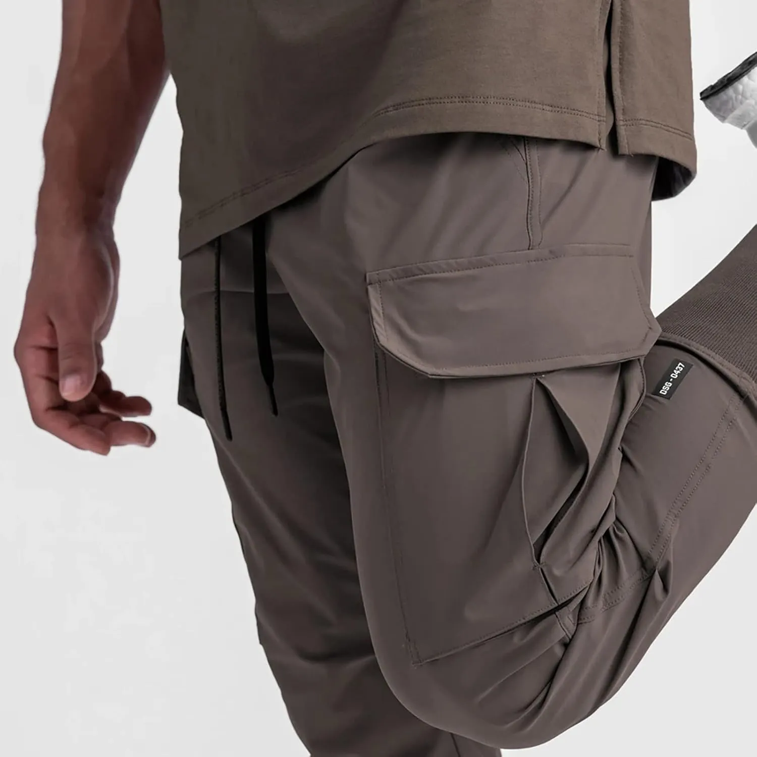Men's Cargo Pants Drawstring Skinny Stretch Waist Cycling Climbing Sweatpants Fashion Beam Feet Slacks Tapered