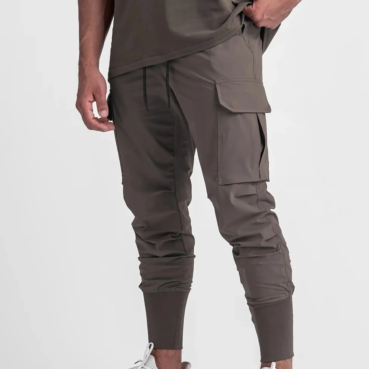 Men's Cargo Pants Drawstring Skinny Stretch Waist Cycling Climbing Sweatpants Fashion Beam Feet Slacks Tapered