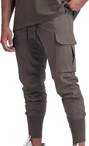 Men's Cargo Pants Drawstring Skinny Stretch Waist Cycling Climbing Sweatpants Fashion Beam Feet Slacks Tapered