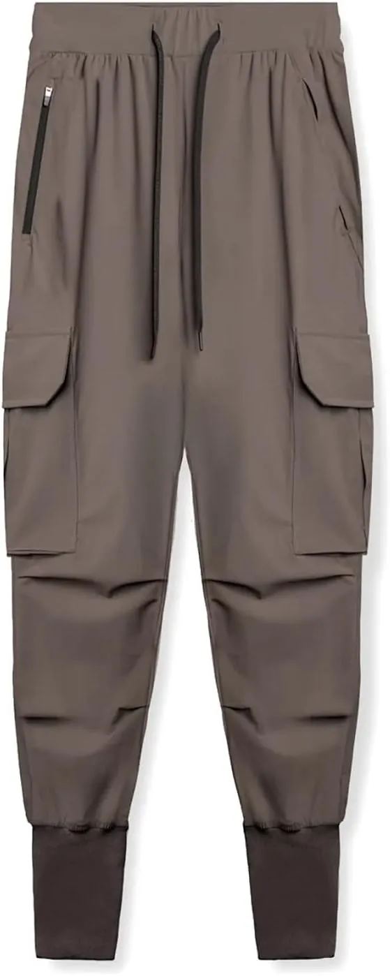 Men's Cargo Pants Drawstring Skinny Stretch Waist Cycling Climbing Sweatpants Fashion Beam Feet Slacks Tapered