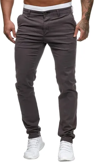 Men's Casual Slim Pants Solid Color Mid Trousers Fashion Joggers Sports Pants Hiking Trousers Gym Sweatpants